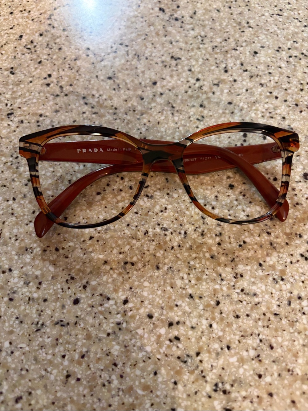 Prada Tortoiseshell Round Acetate Glasses - Brown/Amber(Missing Lenses)